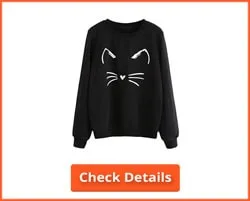 Romwe Women’s Cat Print Lightweight Sweatshirt